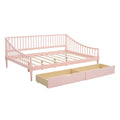 Full Size Daybed With Two Storage Drawers And Support Legs, Pink Pink Solid Wood Mdf