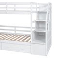 Twin Over Twin Bunk Bed With Storage Staircase, Slide And Drawers, Desk With Drawers And Shelves, White Box Spring Not Required Twin White Wood Bedroom Bunk Pine