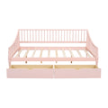 Full Size Daybed With Two Storage Drawers And Support Legs, Pink Pink Solid Wood Mdf