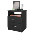 Oklahoma Nightstand,Two Drawers, One Shelf Black Mdf Engineered Wood