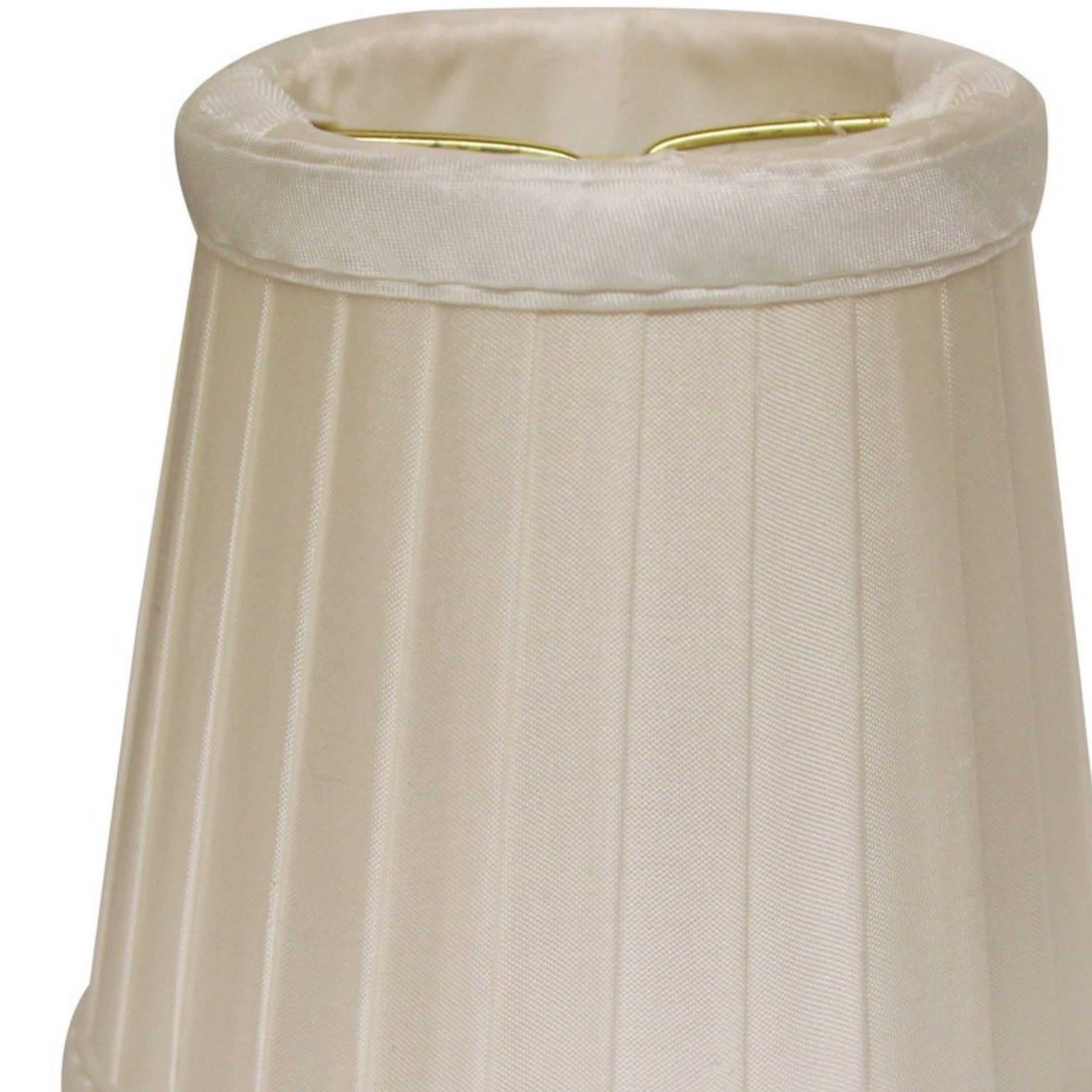 Slant Side Pleat Chandelier Lampshade With Flame Clip, Oyster Set Of 6 White Silk