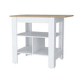 Lisbon Kitchen Island, 3 Tier Shelf And Large Workstation Multicolor Mdf Engineered Wood