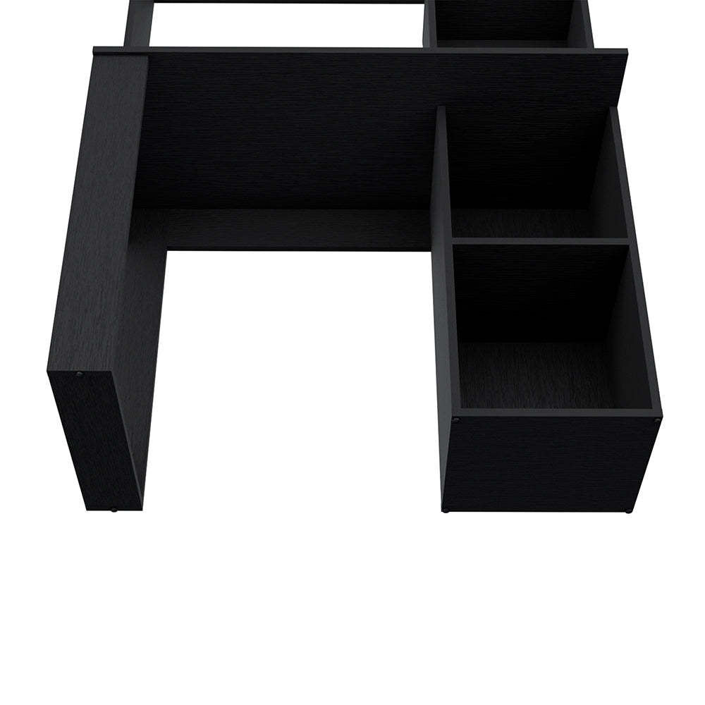 Carroll Computer Desk With Hutch And Storage Shelves Black Mdf Engineered Wood