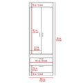 Alabama Armoire, One Large Cabinet, Two Drawers White Mdf Engineered Wood