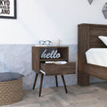Allie Nightstand, Superior Top, Open Shelf, One Drawer Brown 1 Drawer Bedroom Rectangle Modern Shelf Mdf Engineered Wood