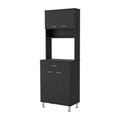 Bay Area Pantry, Two Door Cabinets, One Drawer, Four Adjustable Metal Legs Black Mdf Engineered Wood