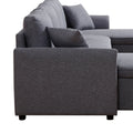 Artemax U Shape Pull Out Sleeper Sectional Sofa With Double Storage Spaces ,Dark Gray Dark Gray Fabric