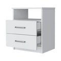 Oklahoma Nightstand,Two Drawers, One Shelf White 2 Drawers Bedroom Rectangle Modern Drawers Mdf Engineered Wood