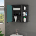 Valdez Medicine Cabinet With Six Shelves, Mirror Cabinet Black Mdf Engineered Wood