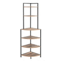 6 Tier Corner Open Shelf Modern Bookcase Wood Rack Freestanding Shelving Unit,Plant Album Trinket Sturdy Stand Small Bookshelf Space Saving For Living Room Home Office Kitchen Small Space Rustic Brown Brown Corner Office American Design,Rustic Metal &