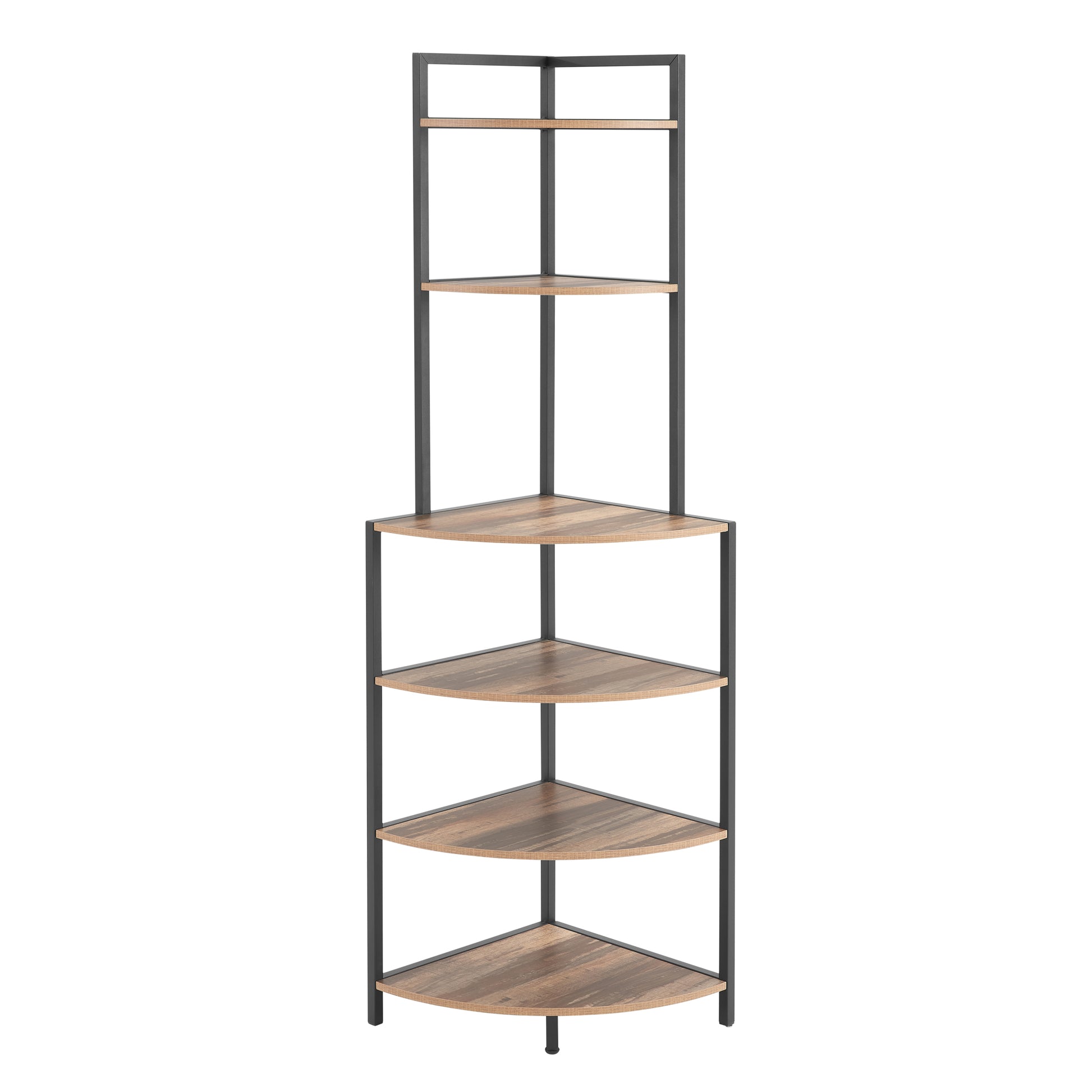 6 Tier Corner Open Shelf Modern Bookcase Wood Rack Freestanding Shelving Unit,Plant Album Trinket Sturdy Stand Small Bookshelf Space Saving For Living Room Home Office Kitchen Small Space Rustic Brown Brown Corner Office American Design,Rustic Metal &