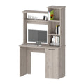 Rumford Computer Desk With Hutch And 3 Tier Storage Shelves Beige Mdf Engineered Wood