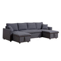 Artemax U Shape Pull Out Sleeper Sectional Sofa With Double Storage Spaces ,Dark Gray Dark Gray Fabric