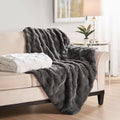 Faux Fur Throw Grey Polyester