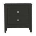 Breeze Four Legged Modern Bedroom Nightstand, With Two Drawers Black Mdf Engineered Wood