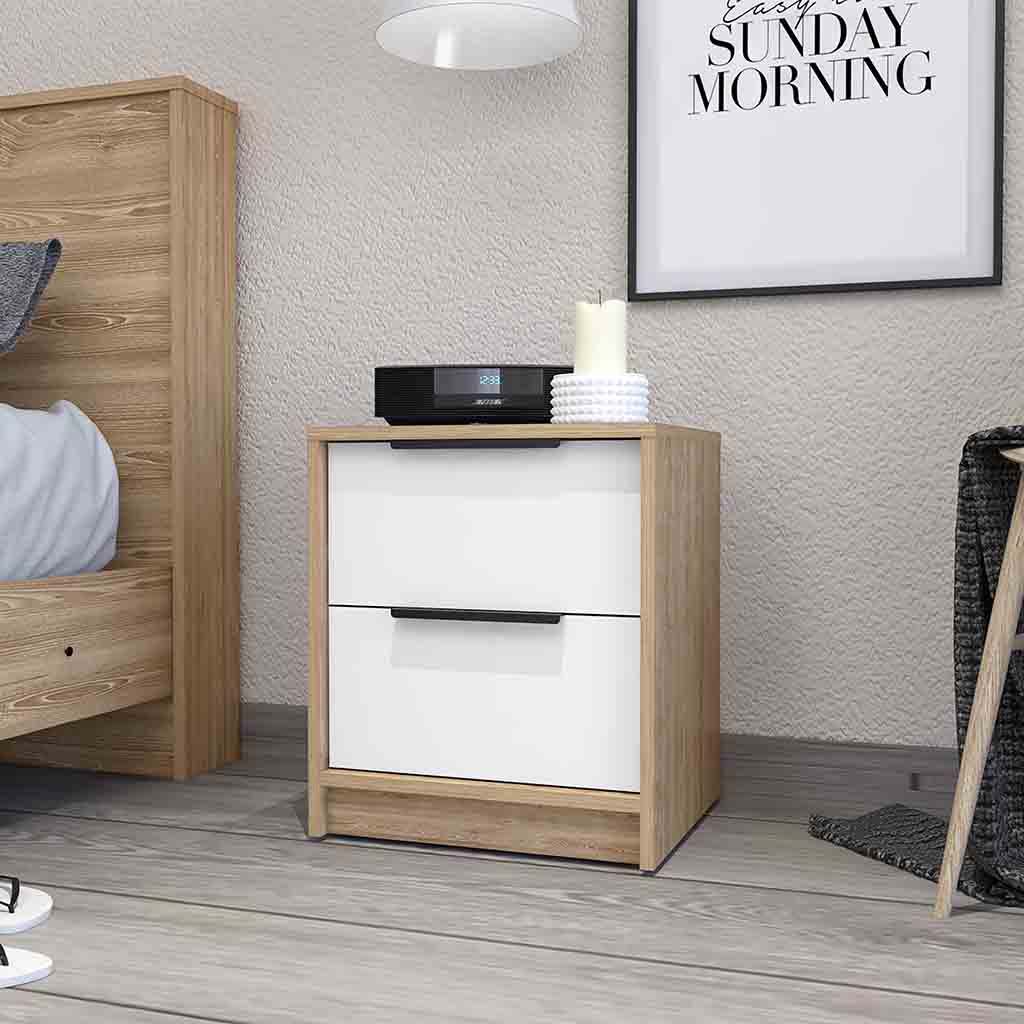 Washington Nightstand, Two Large Drawers Multicolor 2 Drawers Bedroom Rectangle Modern Shelf Mdf Engineered Wood