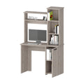 Rumford Computer Desk With Hutch And 3 Tier Storage Shelves Beige Mdf Engineered Wood