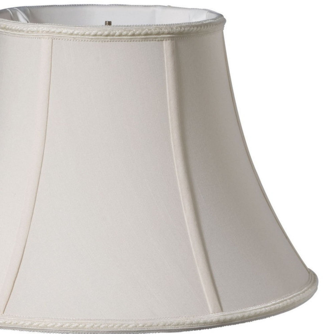 Slant Transitional Oval Softback Lampshade With Washer Fitter, Cream Cream Shantung