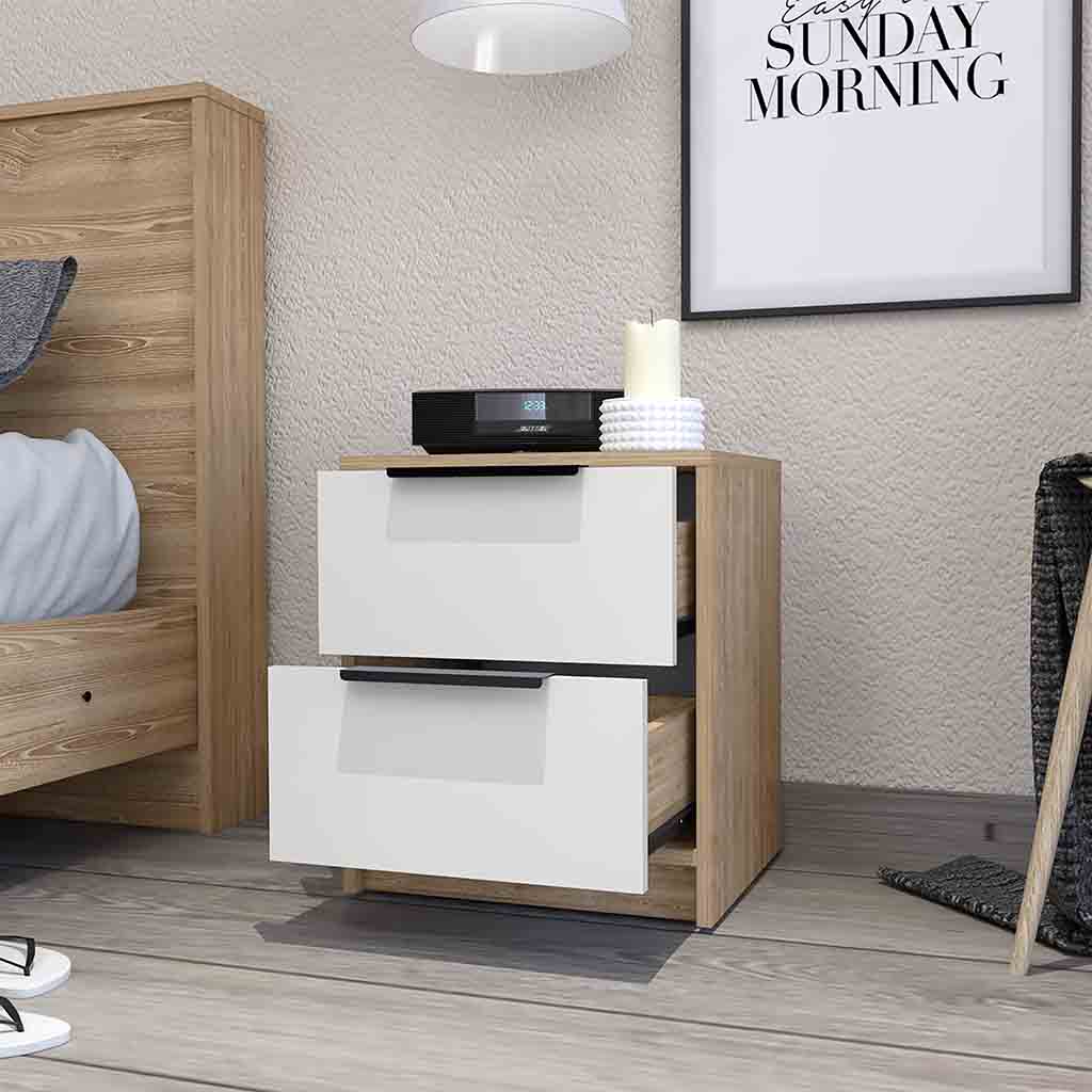 Washington Nightstand, Two Large Drawers Multicolor 2 Drawers Bedroom Rectangle Modern Shelf Mdf Engineered Wood