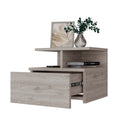 Augusta Floating Nightstand With 2 Tier Shelf And 1 Drawer Beige Mdf Engineered Wood