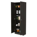 Virginia Double Door Storage Cabinet, Five Shelves Black Mdf Engineered Wood