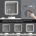 36X36 Inch Led Bathroom Mirror Vanity Mirrors With Front Lights Wall Mounted Anti Fog Frameless Make Up Mirror With Light 5 Mm Copper Free Silver Mirror Horizontal Or Vertical Silver Glass