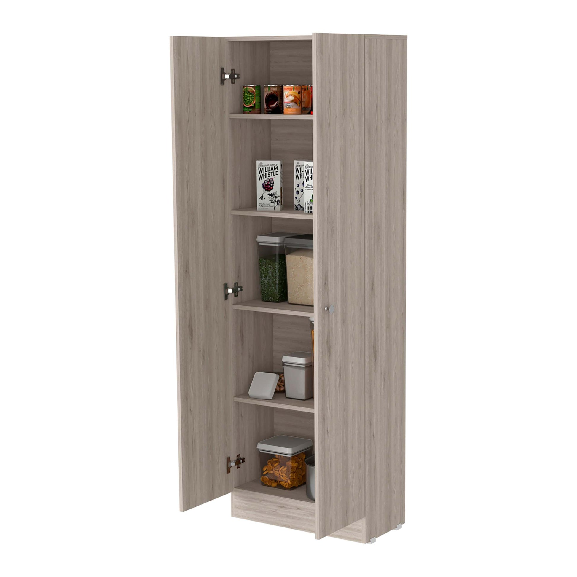 Virginia Double Door Storage Cabinet, Five Shelves Black Mdf Engineered Wood