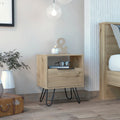 Vienna Nightstand, Shelves, Hairpin Legs Beige Mdf Engineered Wood