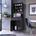 Bay Area Pantry, Two Door Cabinets, One Drawer, Four Adjustable Metal Legs Black Mdf Engineered Wood