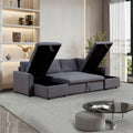 Artemax U Shape Pull Out Sleeper Sectional Sofa With Double Storage Spaces ,Dark Gray Dark Gray Fabric