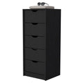 Dillon 5 Narrow Drawer Dresser, Tall Chest Of Drawers Black Mdf Engineered Wood