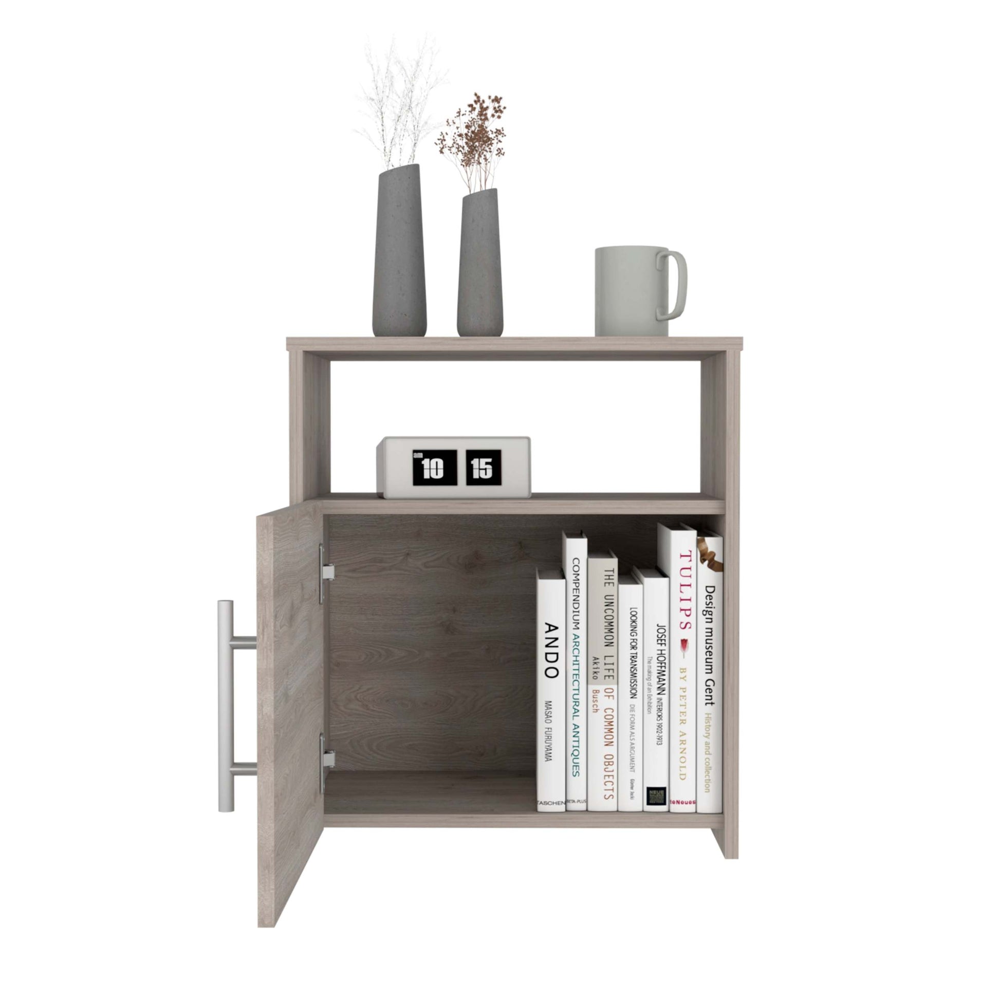 Bristol Nightstand, One Cabinet, Top Surface Beige Mdf Engineered Wood