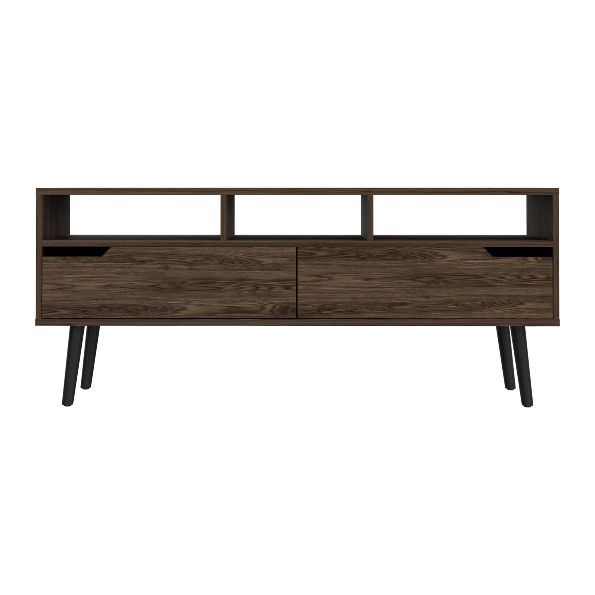 Hamburg Tv Stand For Tv S Up 60", Four Legs, Three Open Shelves Brown 60 69 Inches Mdf Engineered Wood