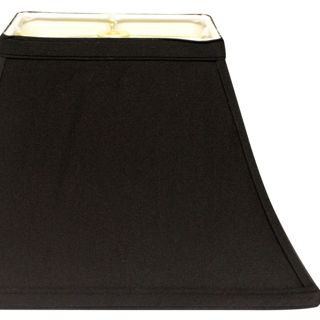 Rectangle Bell Hardback Lampshade With Washer Fitter, Black Natural Fabric Lampshade With White Lining For Table Lamps, 5" Top X 12" Bottom X 9" Height Black White Shantung