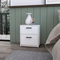 Myrtle 2 Drawers Nightstand, Bedside Table With Metal Handles White Mdf Engineered Wood