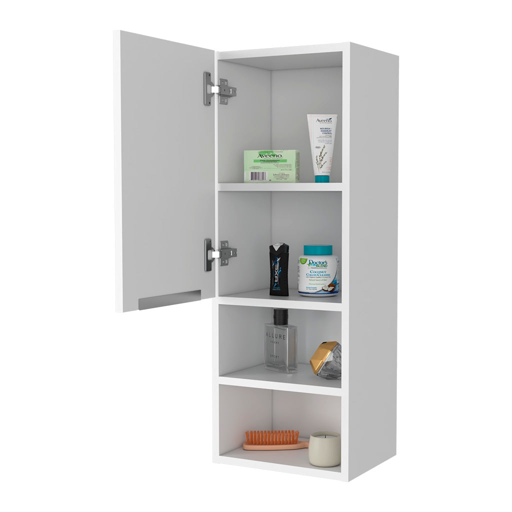 Milwaukee Medicine Cabinet, Two Shelves, Single Door Cabinet, Two Interior Shelves White 1 4 Bathroom Wall Mounted Modern Mdf Engineered Wood