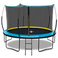 Yc 12Ft Recreational Trampolines With Enclosure For Kids And Adults With Patented Fiberglass Poles Pumpkin Blue Blue Steel