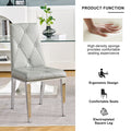 Modern Simple Light Luxury Dining Chair Grey Chair Home Bedroom Stool Back Pu Electroplated Chair Legs Set Of 2 Metal Grey Silver Pu