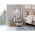 Washington Nightstand, Two Large Drawers Beige Mdf Engineered Wood