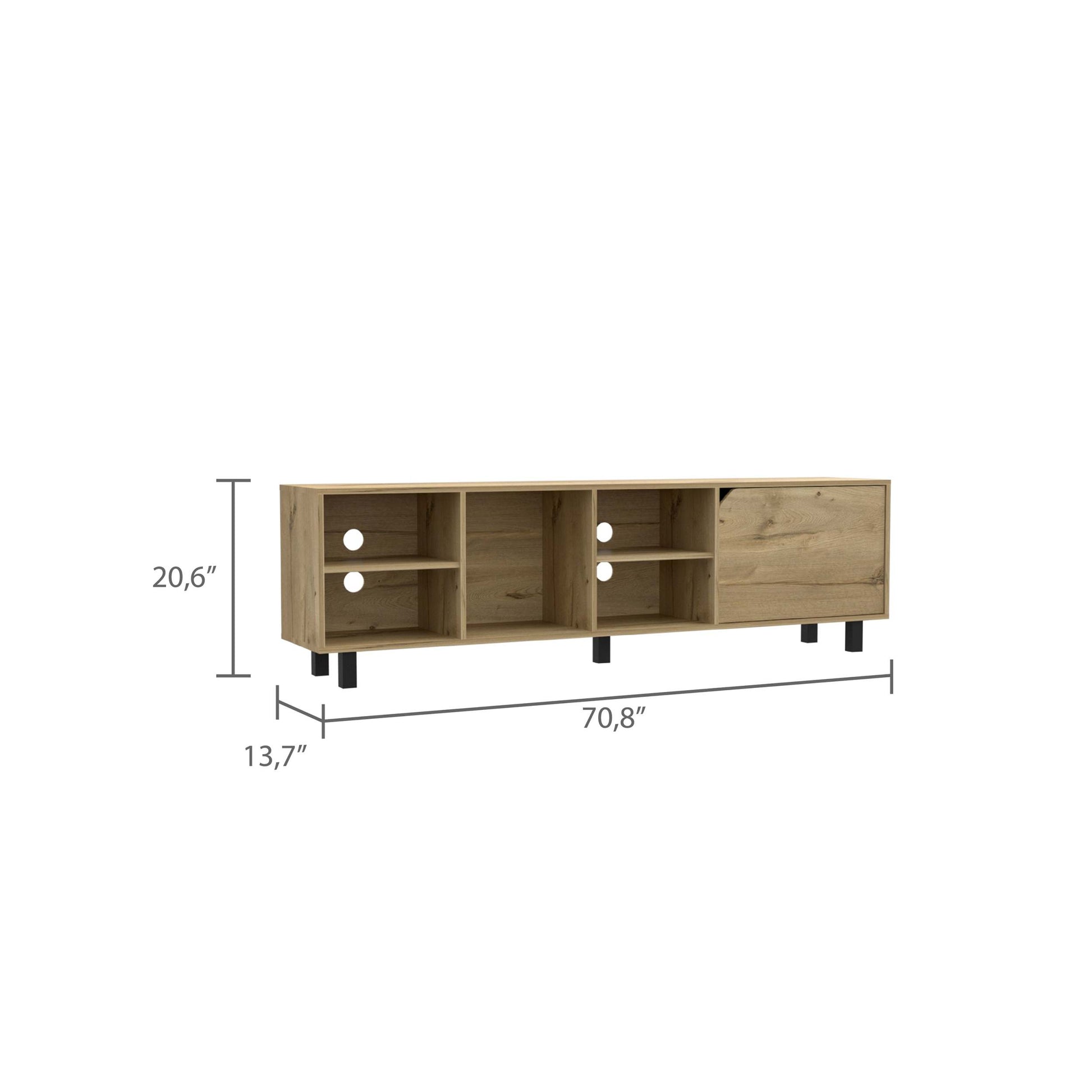 Native Tv Stand For Tv S Up 70", Four Open Shelves, Five Legs Beige Mdf Engineered Wood