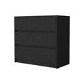 Avra 3 Drawer Dresser, Manufactured Wood Top And Front Chest Of Drawers Black Mdf Engineered Wood