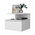 Augusta Floating Nightstand With 2 Tier Shelf And 1 Drawer White 1 Drawer Bedroom Rectangle Modern Mdf Engineered Wood