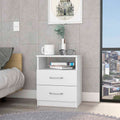 Oklahoma Nightstand,Two Drawers, One Shelf White 2 Drawers Bedroom Rectangle Modern Drawers Mdf Engineered Wood