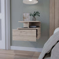 Augusta Floating Nightstand With 2 Tier Shelf And 1 Drawer Beige Mdf Engineered Wood