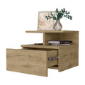 Augusta Floating Nightstand With 2 Tier Shelf And 1 Drawer Beige 1 Drawer Bedroom Rectangle Modern Shelf Mdf Engineered Wood