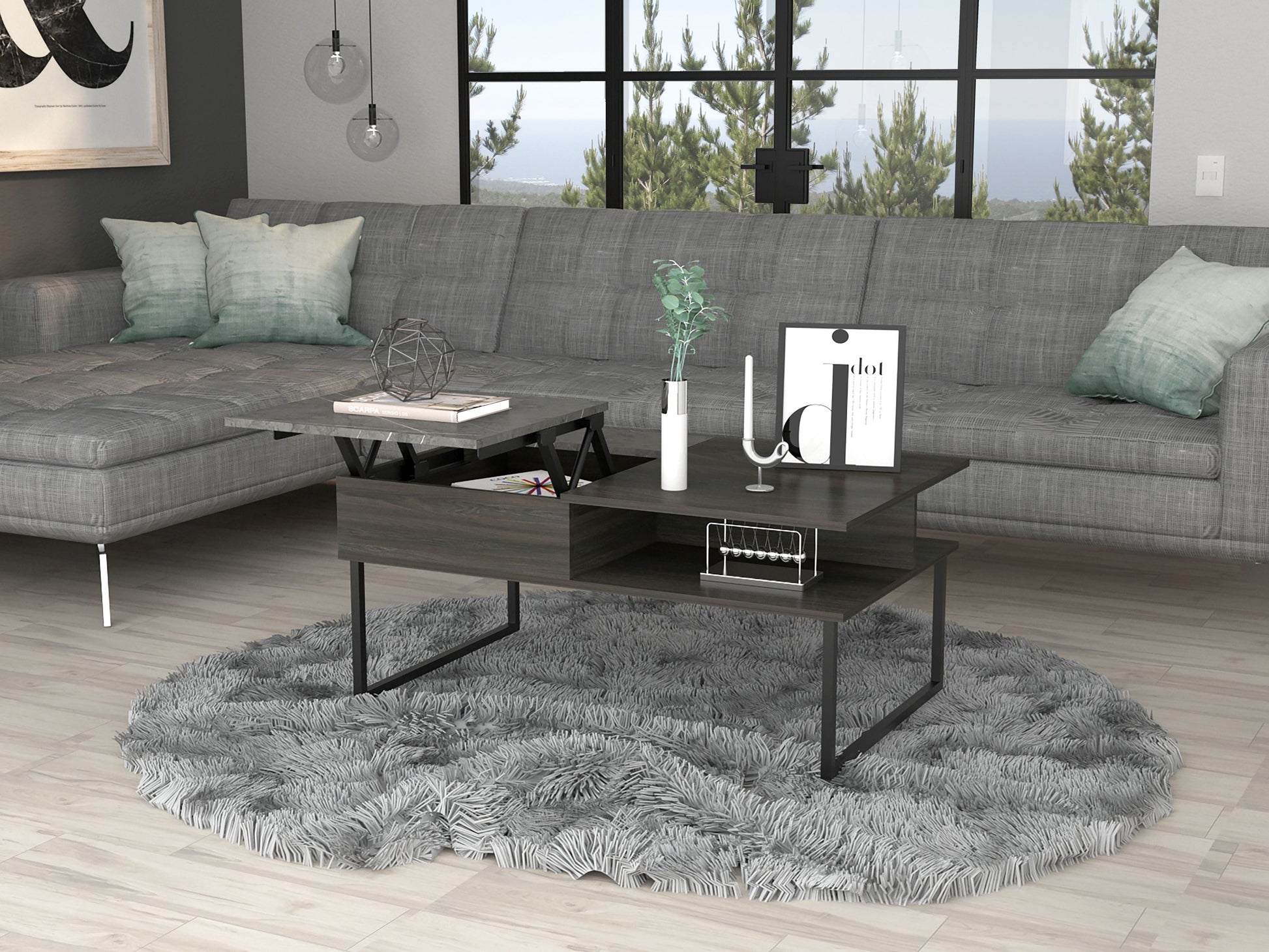 Dayton Lift Top Coffee Table Multicolor Freestanding Rectangular Open Storage Coffee & End Tables Rectangular Mdf Engineered Wood