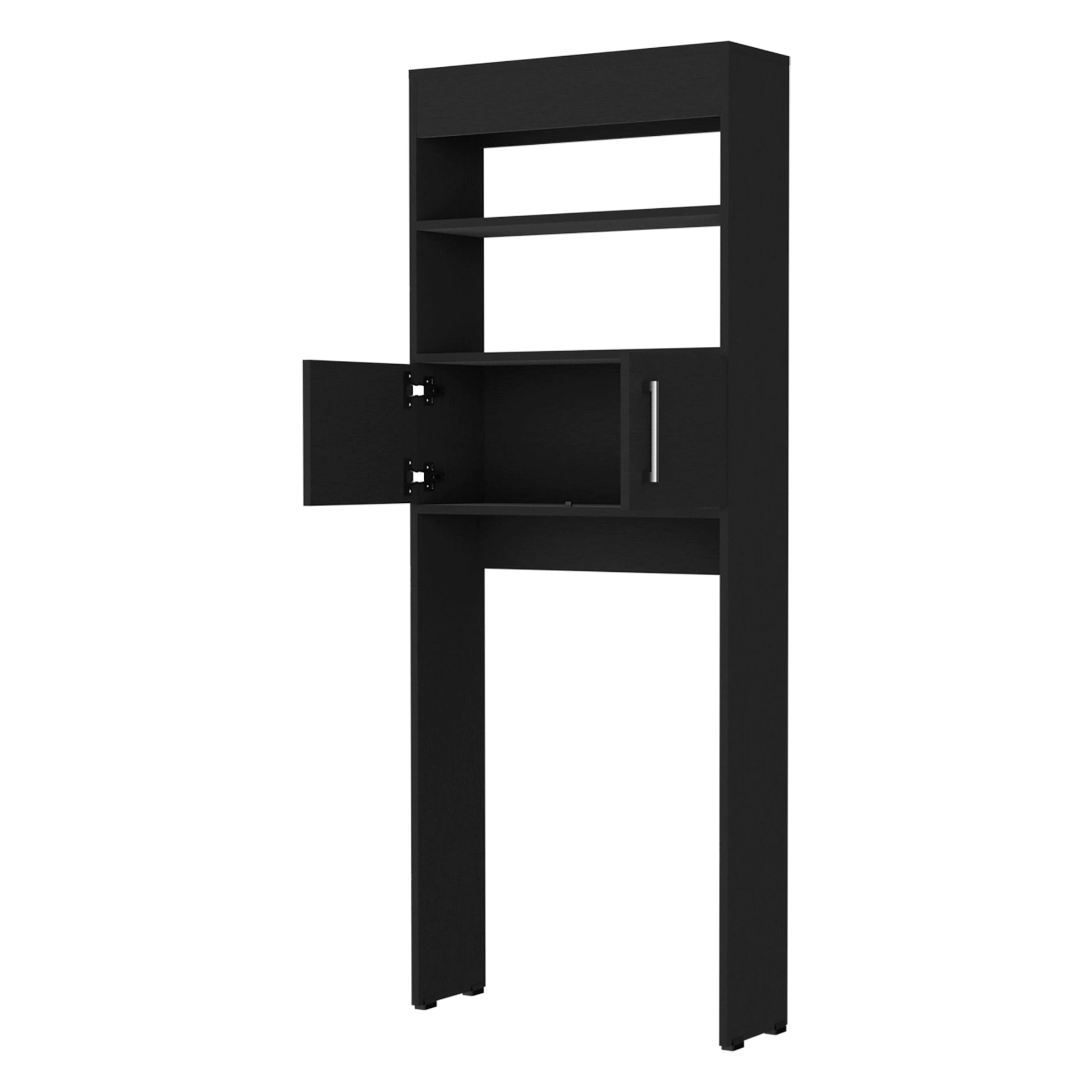 Valencia Over The Toilet Cabinet, Two Shelves, Double Door Black Mdf Engineered Wood