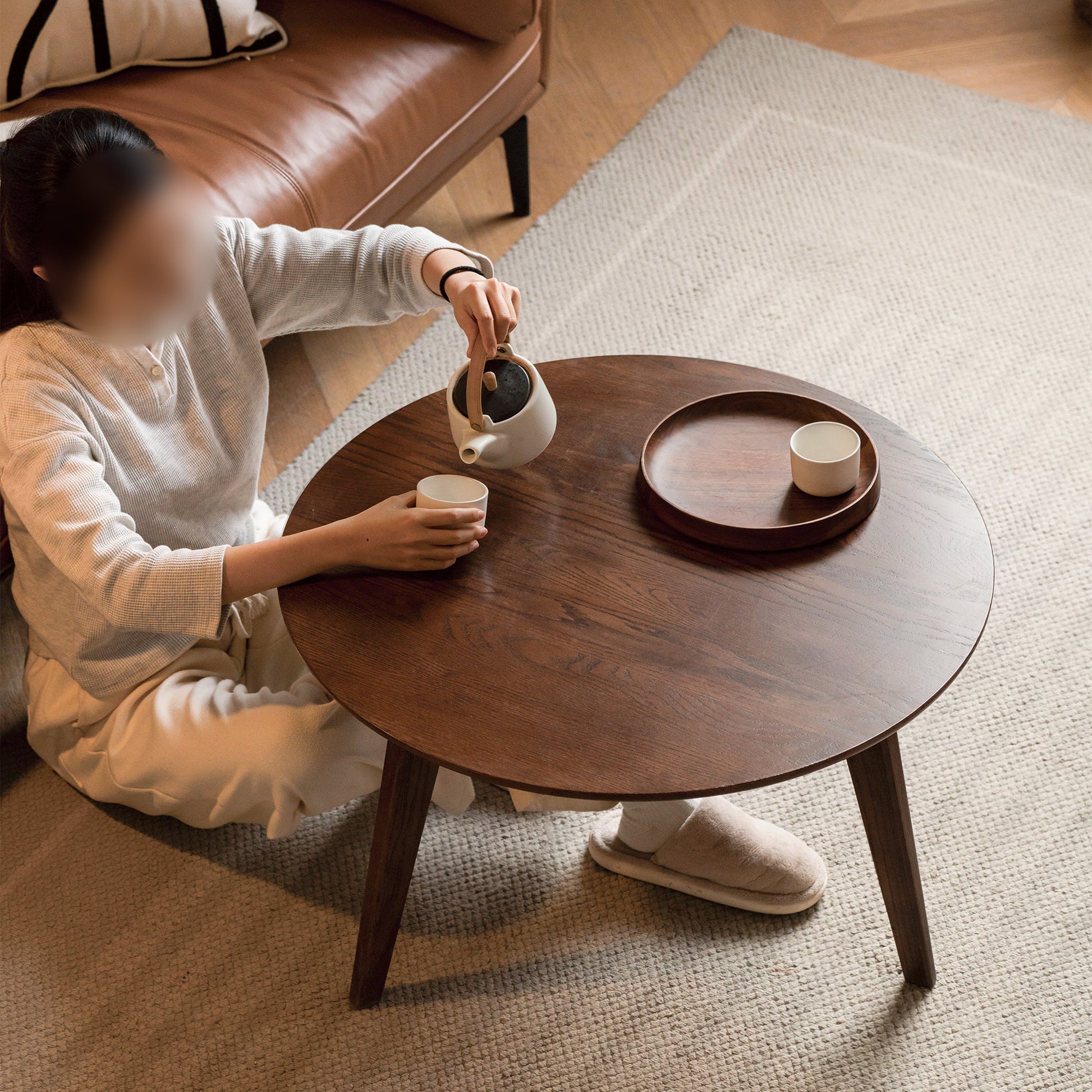Center Table Low Table 100% Solid Oak Wood Top Plate Desk Coffee Table Width 60 X Depth60 X Height 35 Cm Study Desk Work From Home Easy To Assemble Walnut Color Wood Desk Oak Brown Primary Living Space Oak Round Open Storage Coffee & End Tables Wood
