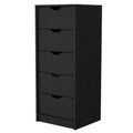 Dillon 5 Narrow Drawer Dresser, Tall Chest Of Drawers Black Mdf Engineered Wood