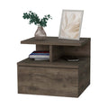 Carthage Nightstand With 1 Drawer, 1 Open Storage Shelf And Wooden Legs Black Mdf Engineered Wood